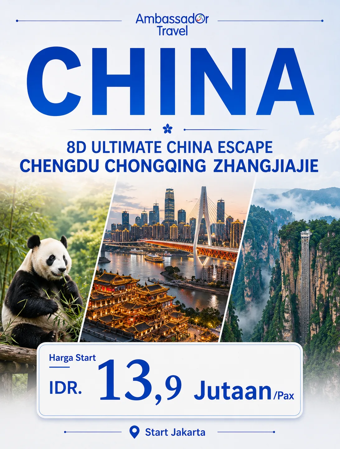 Paket Tour China | 8D Ultimate China Escape Chengdu Chongqing Zhangjiajie | Ambassador Travel